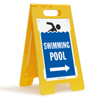 Swimming Pool (with Right Arrow) Floor Sign