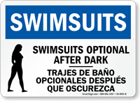 Bilingual Swimsuits Optional After Dark Sign