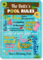 The Family Name No Diving Personalized Pool Rules Sign
