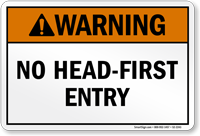 Utah No Head-First Entry Pool Warning Sign