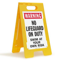 Warning No Lifeguard On Duty Swim At Own Risk Floor Sign