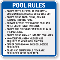 Pool Rules Sign for Wisconsin
