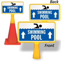 Standing Swimming Pool Floor Sign with Front Arrow